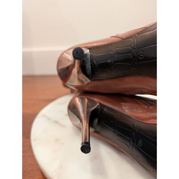 Bronx Brown Leather Boots • Studded • Pointed Toe • Size 40 • High Heel - Picture 9 of 12